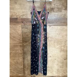 Papillon Multicolor Paisley‎ Floral Bohemian Sleeveless VNeck Maxi Dress Medium